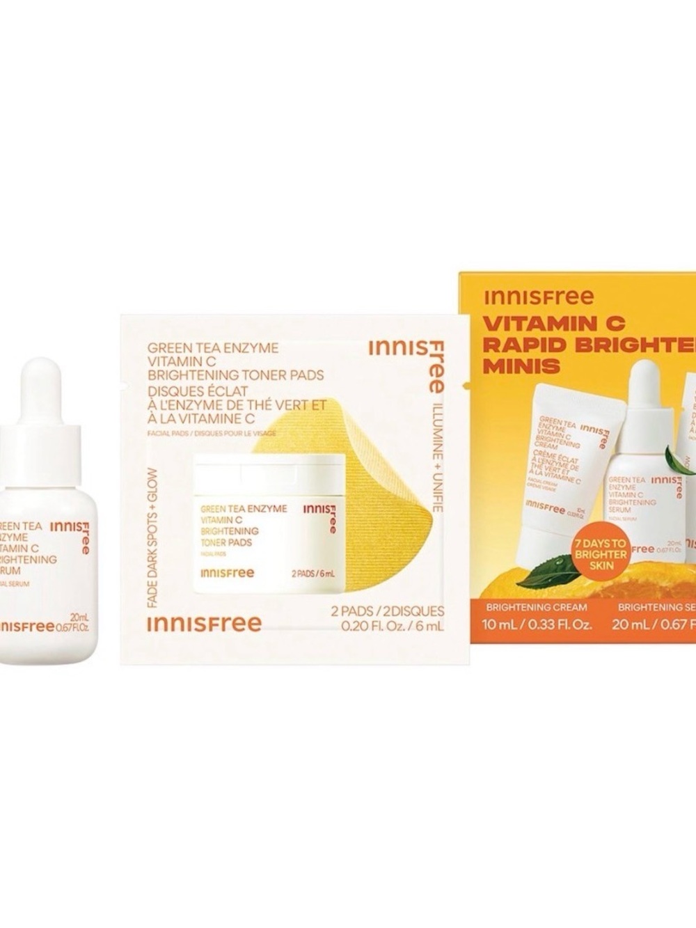 Innisfree Green Tea Enzyme Vitamin C Brightening Toner Pads - Yellow